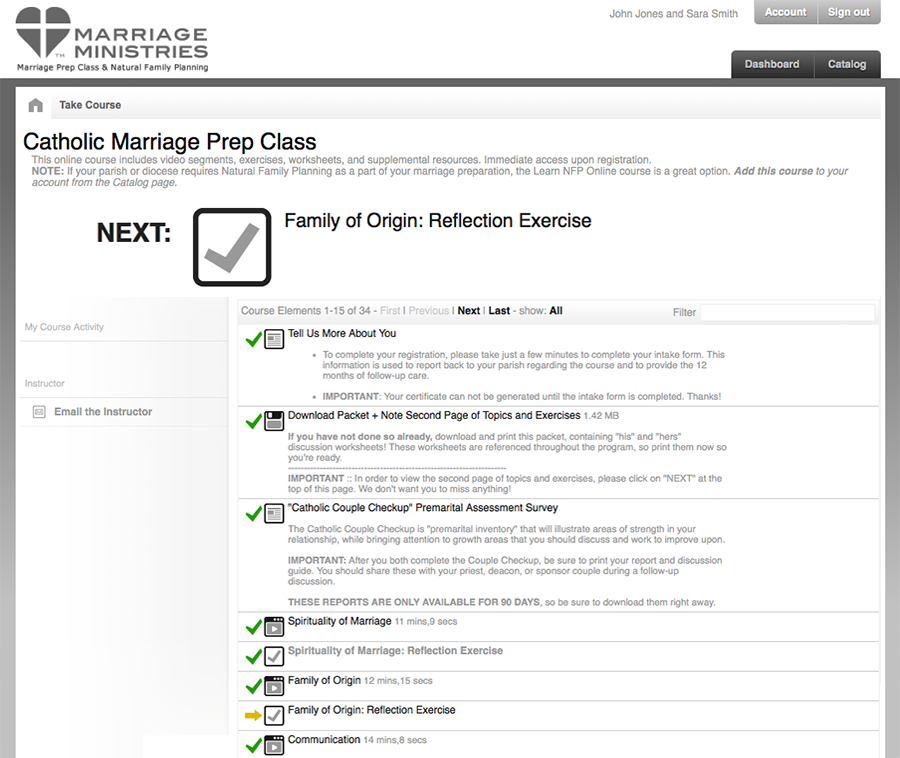 Tour the Course Catholic Marriage Prep Class